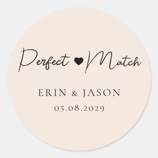 Perfecte match! Beige-bruin, Elegant, Simpel Ronde Sticker (Voorkant)