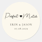 Perfecte match! Beige, elegant, simpel Ronde Sticker (Voorkant)