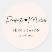 Perfecte match! Blush, Elegant, Eenvoudig  Ronde Sticker (Voorkant)