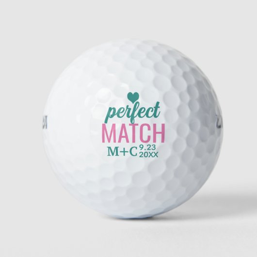 Perfecte Match Douche Bachelorette Huwelijksgunste Golfballen (Voorkant)