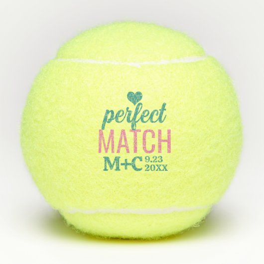 Perfecte Match Douche Bachelorette Huwelijksgunste Tennisballen (Voorkant)