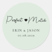 Perfecte match! Groen, Elegant, Simpel Ronde Sticker (Voorkant)