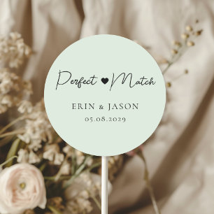 Perfecte match! Groen, Elegant, Simpel Ronde Sticker