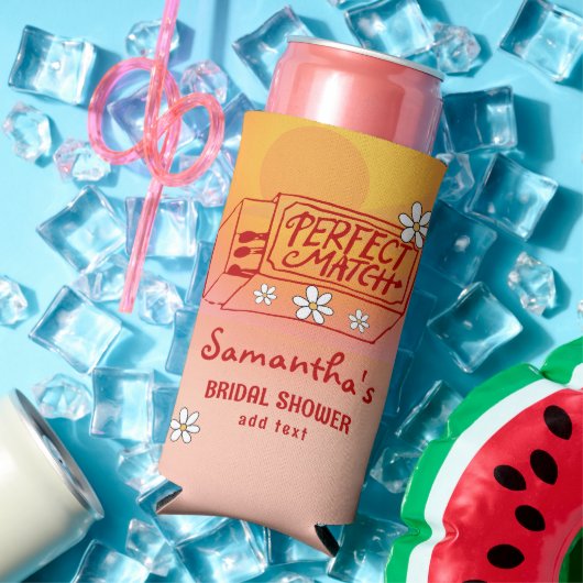 Perfecte Match Handgetekende Coquette Bruidsdouche Seltzer Blikjeskoeler (Insitu Zomer)