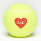 Perfecte Match Hart Monogram Huwelijksgunst Tennisballen (Achterkant)