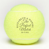 Perfecte Match Hart Monogram Huwelijksgunst Tennisballen (Voorkant)