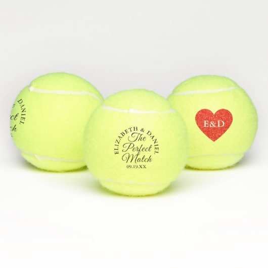 Perfecte Match Hart Monogram Huwelijksgunst Tennisballen (Multi)