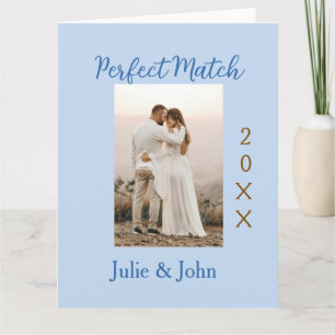 perfecte match koppel foto jaar naam blauwe trendy kaart