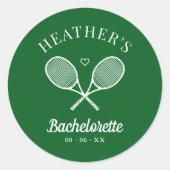 Perfecte Match Laatste Swing Tennis Bachelorette Ronde Sticker (Voorkant)