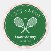 Perfecte Match Laatste Swing Tennis Bachelorette Ronde Sticker (Voorkant)