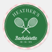 Perfecte Match Laatste Swing Tennis Bachelorette Ronde Sticker (Voorkant)