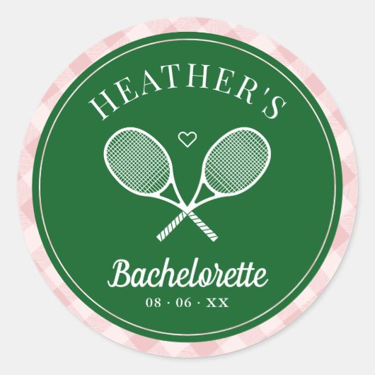 Perfecte Match Laatste Swing Tennis Bachelorette Ronde Sticker (Voorkant)
