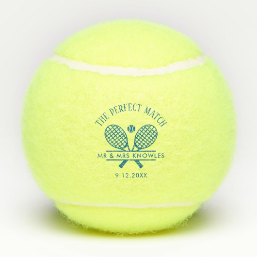 Perfecte match Moderne bruiloft gunst Tennisballen (Achterkant)
