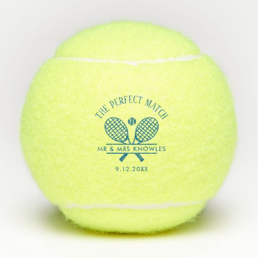 Perfecte match Moderne bruiloft gunst Tennisballen (Voorkant)