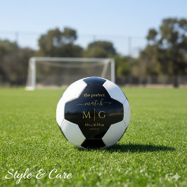 Perfecte Match Monogram Geschenk Paar Naam Zwart Voetbal
