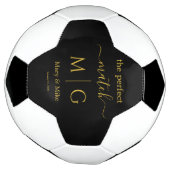Perfecte Match Monogram Geschenk Paar Naam Zwart Voetbal (Gedraaid)