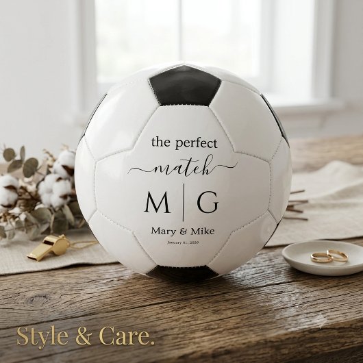 Perfecte Match Monogram Verloofd Naam Wit Voetbal