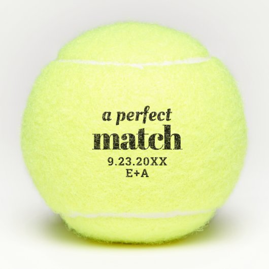 Perfecte Match Personalized Wedding Tennis Balls Tennisballen (Voorkant)