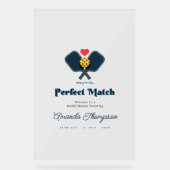 Perfecte Match Preppy Pickleball Bruiloft Borrel Acryl Bord (Voorkant)