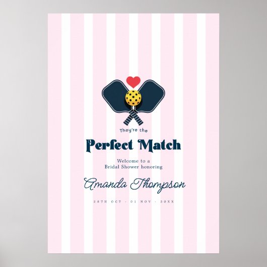 Perfecte Match Preppy Pickleball Bruiloft Verwelko Poster (Voorkant)