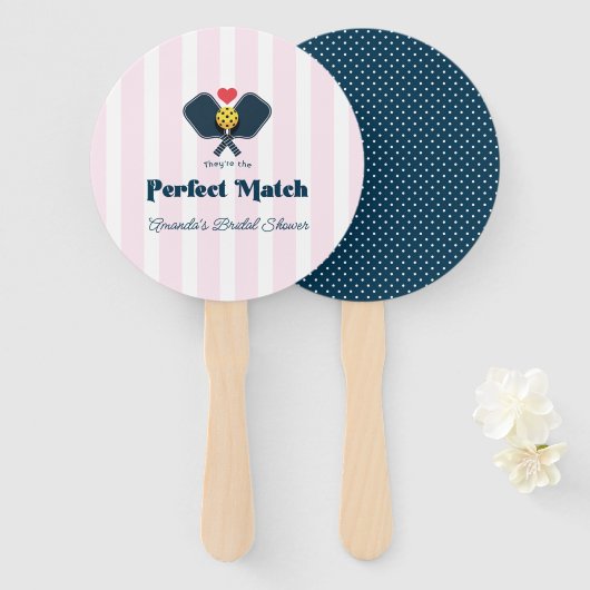Perfecte Match Preppy Pickleball Trouw Bruiloftsfe Handwaaier (Voorkant en achterkant)