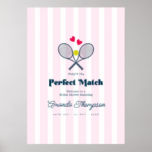 Perfecte Match Preppy Tennis Trouw Bruiloft Welkom Poster