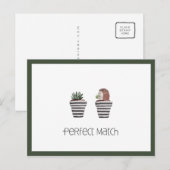 Perfecte Match | Schattige Egel & Cactus Liefde Briefkaart (Voorkant / Achterkant)