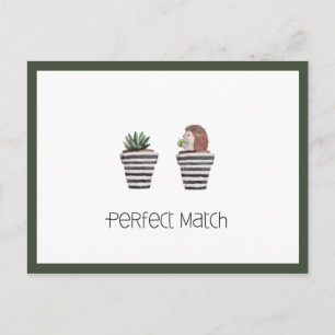 Perfecte Match Schattige Egel & Cactus Liefde Briefkaart