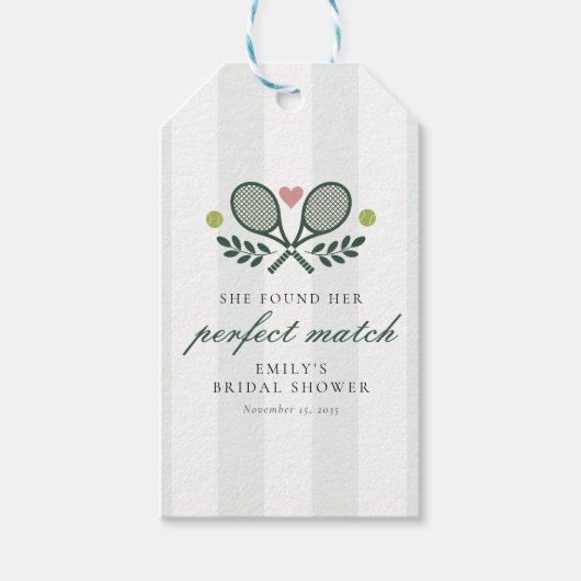 Perfecte Match Tennis Bruiloftsborrel Cadeaulabel (Voorkant)