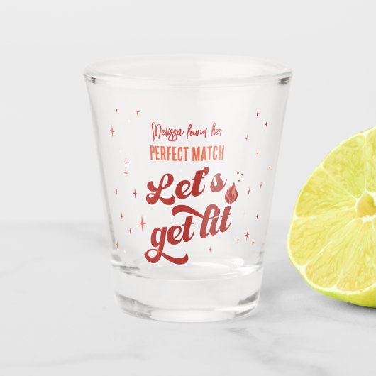 Perfecte match vrijgezellenfeest shot glas (Voorkant)