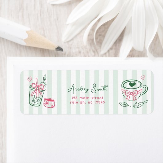 Perfecte Matcha Bruidsbruiloft Retouradres Etiket (Insitu)
