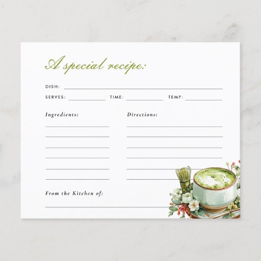 Perfecte Matcha Bruiloft Borrel Recept Kaart (Voorkant)