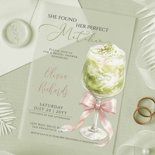 Perfecte Matcha Bruiloftsborrel Acryl Uitnodigingen