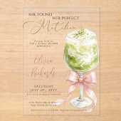 Perfecte Matcha Bruiloftsborrel Acryl Uitnodigingen (Voorkant)