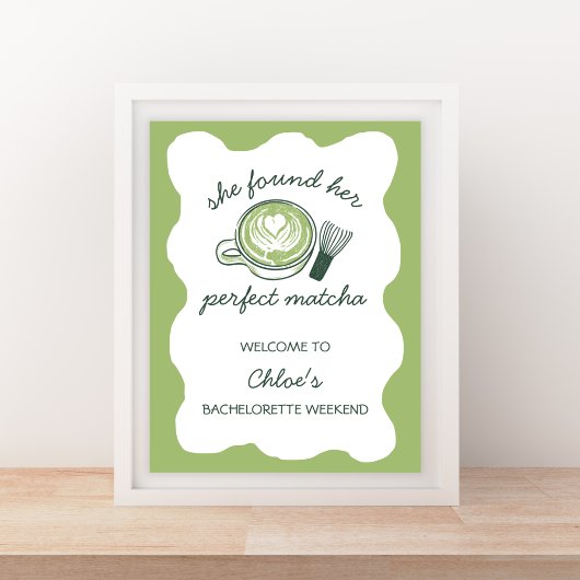 Perfecte Matcha Groene Bachelorette Welkom Poster