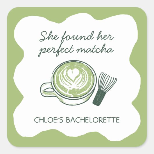 Perfecte Matcha Groene Thee Bachelorette Vierkante Sticker (Voorkant)