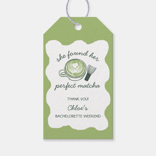 Perfecte Matcha Groene Thee Cup & Garde Bacheloret Cadeaulabel (Voorkant)