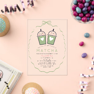 Perfecte Matcha Kawaii Boog Frame Bruiloft Acryl Uitnodigingen