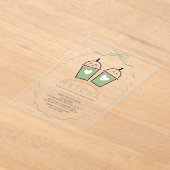 Perfecte Matcha Kawaii Boog Frame Bruiloft Acryl Uitnodigingen (Laagn)