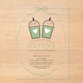 Perfecte Matcha Kawaii Boog Frame Bruiloft Acryl Uitnodigingen (Voorkant)