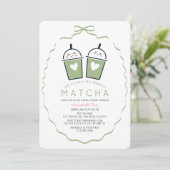 Perfecte Matcha Kawaii Boog Frame Bruiloftsborrel Kaart (Staand voorkant)