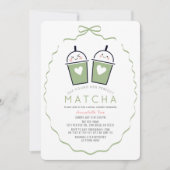 Perfecte Matcha Kawaii Boog Frame Bruiloftsborrel Kaart (Voorkant)