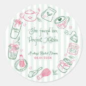 Perfecte Matcha Roze en Groene Bruidsdouche Ronde Sticker (Voorkant)