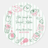Perfecte Matcha Roze en Groene Bruidsdouche Ronde Sticker (Voorkant)