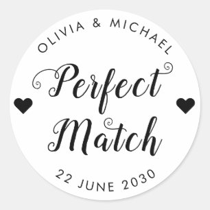 Perfecte Matchbox hart bruiloft gunst Ronde Sticker