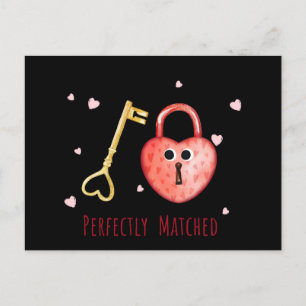 Perfecte matchen Funny Key en Valentijnse vergrend Feestdagenkaart