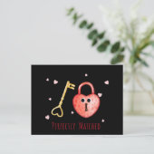 Perfecte matchen Funny Key en Valentijnse vergrend Feestdagenkaart (Staand voorkant)