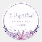 Perfecte mix Paarse bloem bruiloft koffie Ronde Sticker (Voorkant)