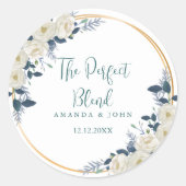 Perfecte mix witte bloem bruiloft koffie ronde sticker (Voorkant)