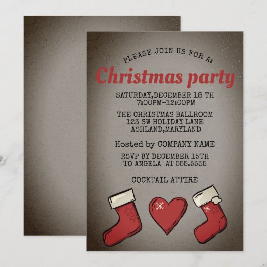 Perfecte, mooie, kerstsockets-uitnodiging kaart (Voorkant / Achterkant)